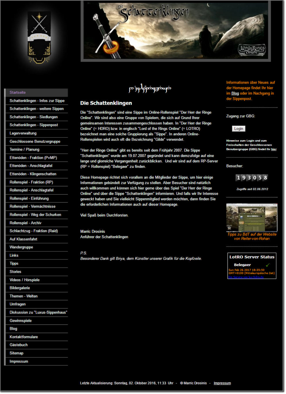 Startseite der alten Website Startseite der alten Website